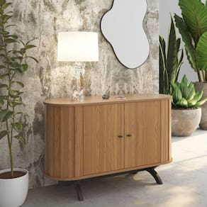 Balcão Buffet Curvo Em Mdf Freijó/Preto 130cm Tb289
