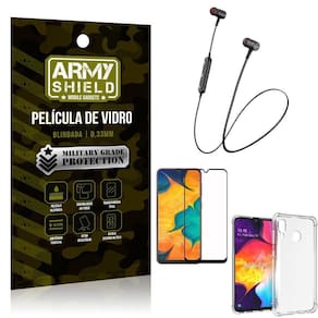 Fone Bluetooth Hs615+Capa Anti Shock+Película 3D Samsung A30