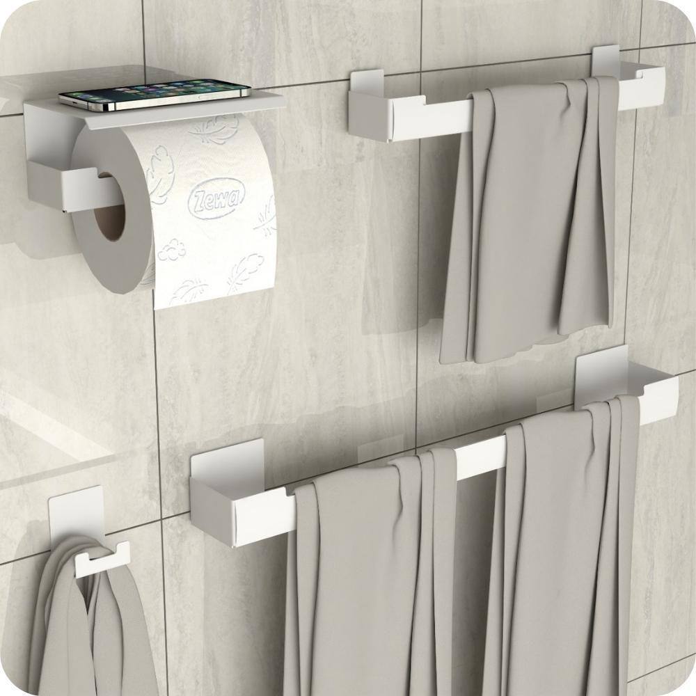 Kit Acessórios Para Banheiro Branco Ventosa Adesivo 4pç ELG