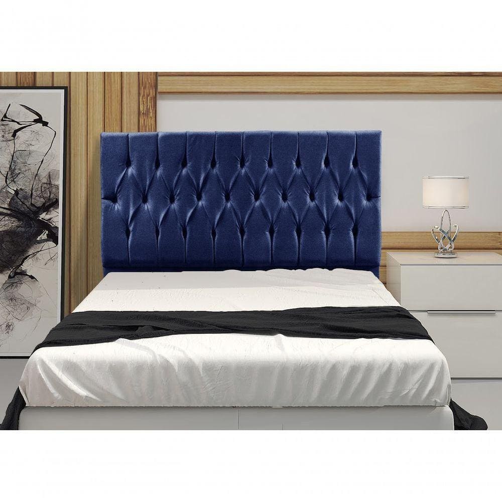 Cabeceira Solteiro 0,90M Madrid Suede Azul Marinho