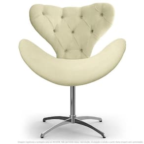 Cadeira Com Capitonê Decorativa Poltrona Egg Bege Com Base Giratória