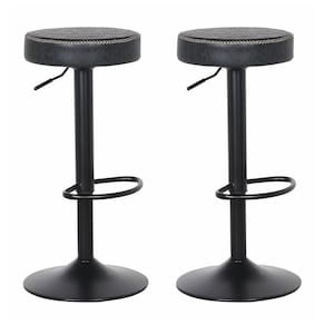 2 Banquetas Estofadas Giratória Viena Preto Vintage