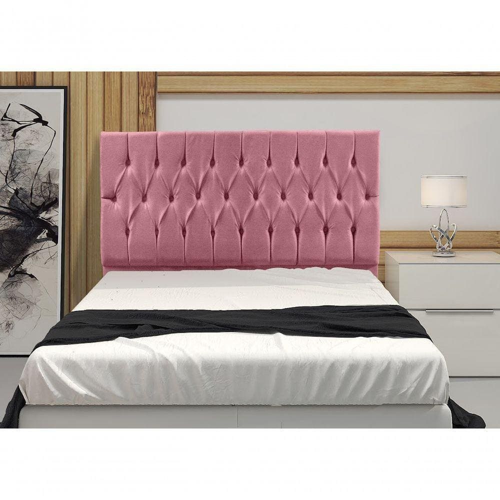 Cabeceira Casal 1,40M Madrid Suede Rosa