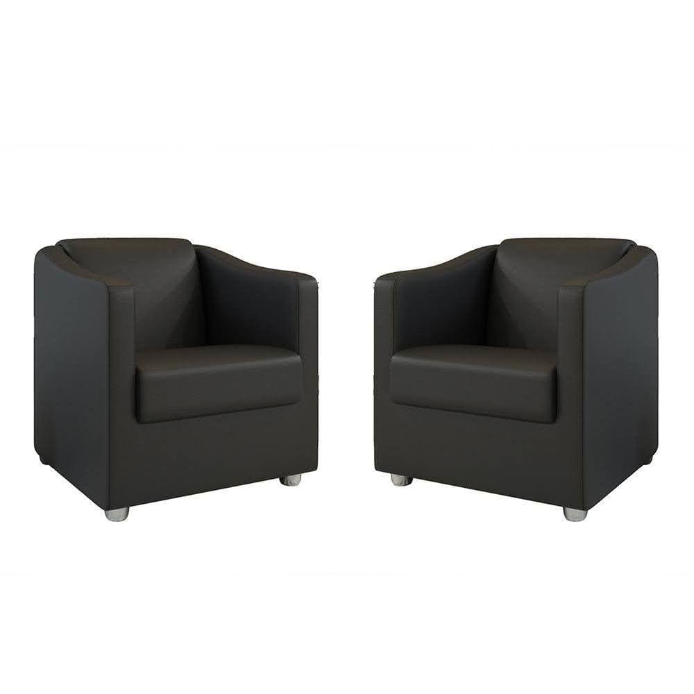 Kit 2 Poltronas Decorativa Tilla Corino Preto