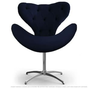 Cadeira Com Capitonê Decorativa Poltrona Egg Marinho Base Giratória