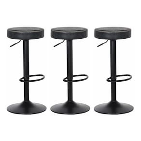 3 Banquetas Estofadas Giratória Viena Preto Vintage