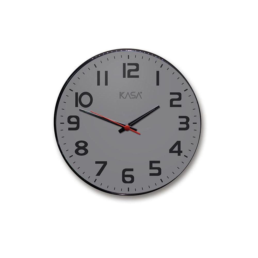 Relógio De Parede Cinza Tradicional Silencioso 30Cm