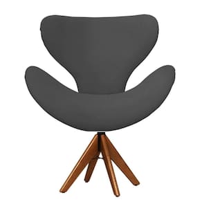 Cadeira Decorativa Egg Cinza Com Base Giratória Madeira