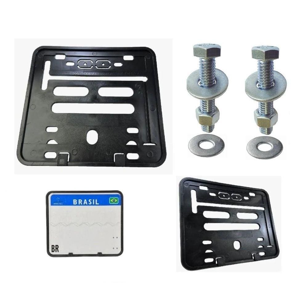 Suporte Placa Parafusos Moto Moldura Medida Mercosul Contran