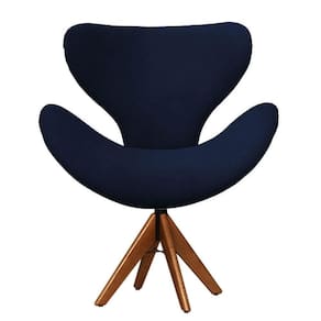 Cadeira Decorativa Egg Azul Marinho Com Base Giratória Madeira