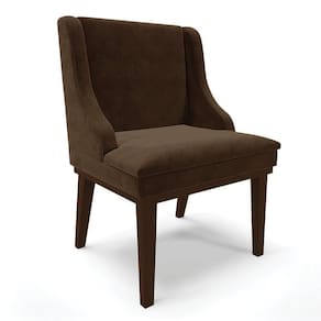 Cadeira De Jantar Suede Marrom Base Fixa Madeira