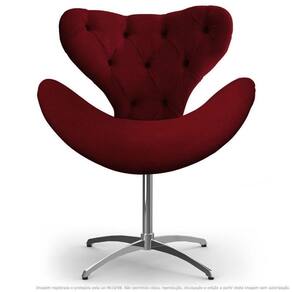 Cadeira Com Capitonê Decorativa Poltrona Egg Bordô Com Base Giratória