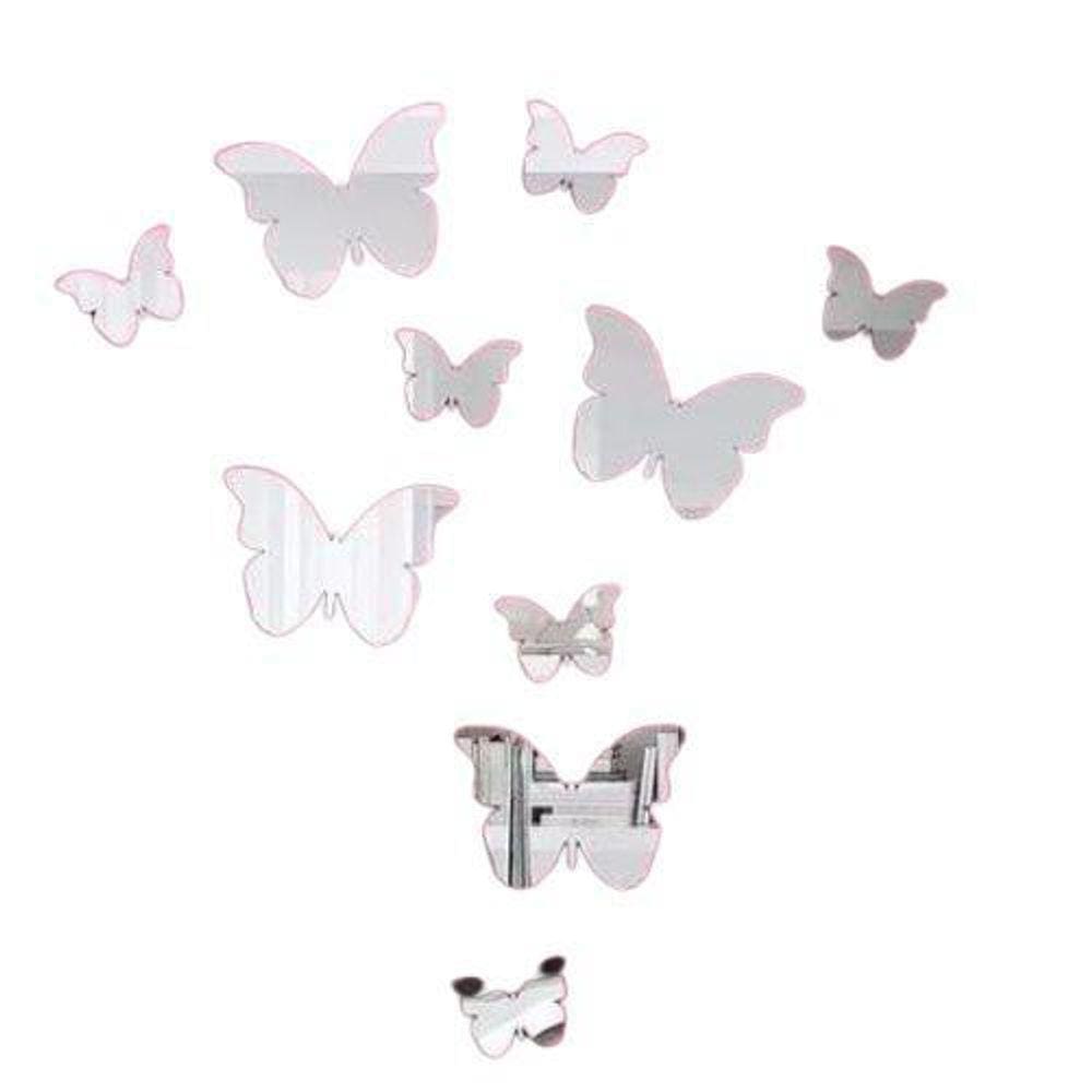 Espelho Decorativo Borboleta Acrílico Espelhado Sala 12peças