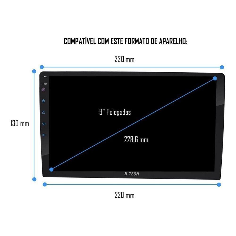 Moldura De Painel 2 Din 9 Pol Fiat Strada 2020 2021 Preto