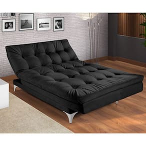 Sofá Cama 3 Lugares Versátil Império Estofados Preto