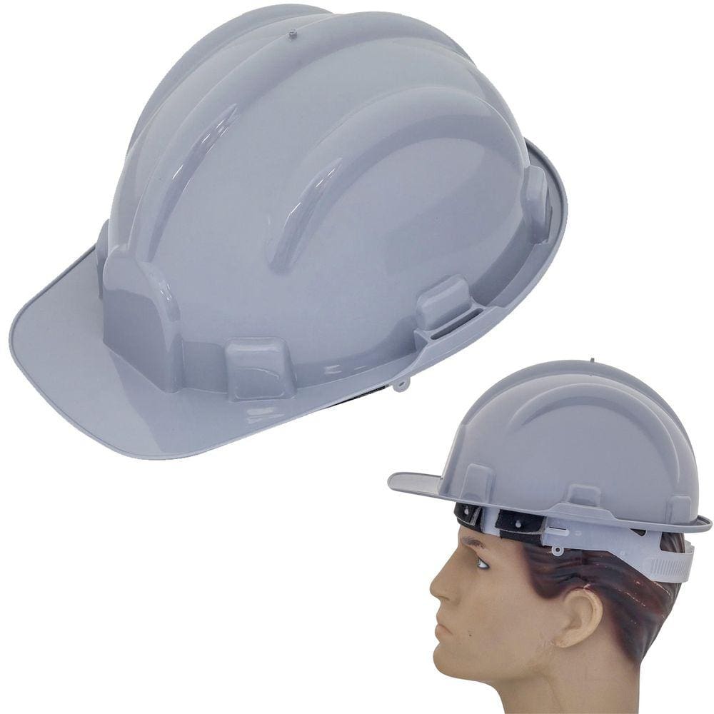 Capacete de Segurança Aba Frontal EPI Obras DeltaPlus Cinza ProSafety