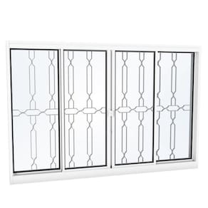 Janela de Aço Veneziana 100x200cm 4 Folhas com Grade Mosaico Facilita Lucasa Branco
