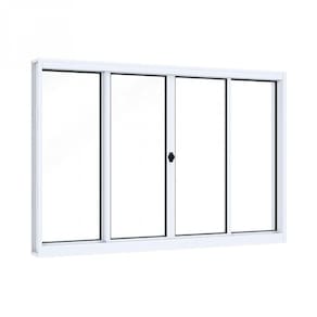 Janela de Aço de Correr 100x200cm 4 Folhas com Vidro Facilita Lucasa Branco
