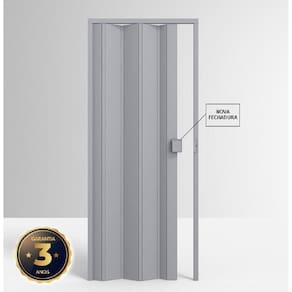 Porta de PVC Sanfonada 210x85cm Permatti Cinza Liso Cinza Liso