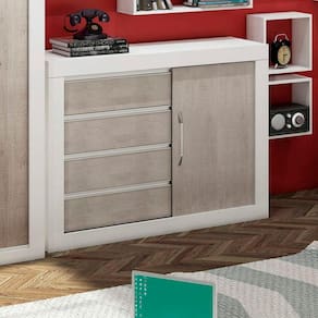 Cômoda 1 Porta de Correr 4 Gavetas Móveis Percasa Branco/Narita