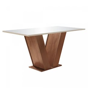 Mesa para Sala de Jantar 160cm Tampo em Vidro/MDP Espanha Espresso Móveis Chocolate