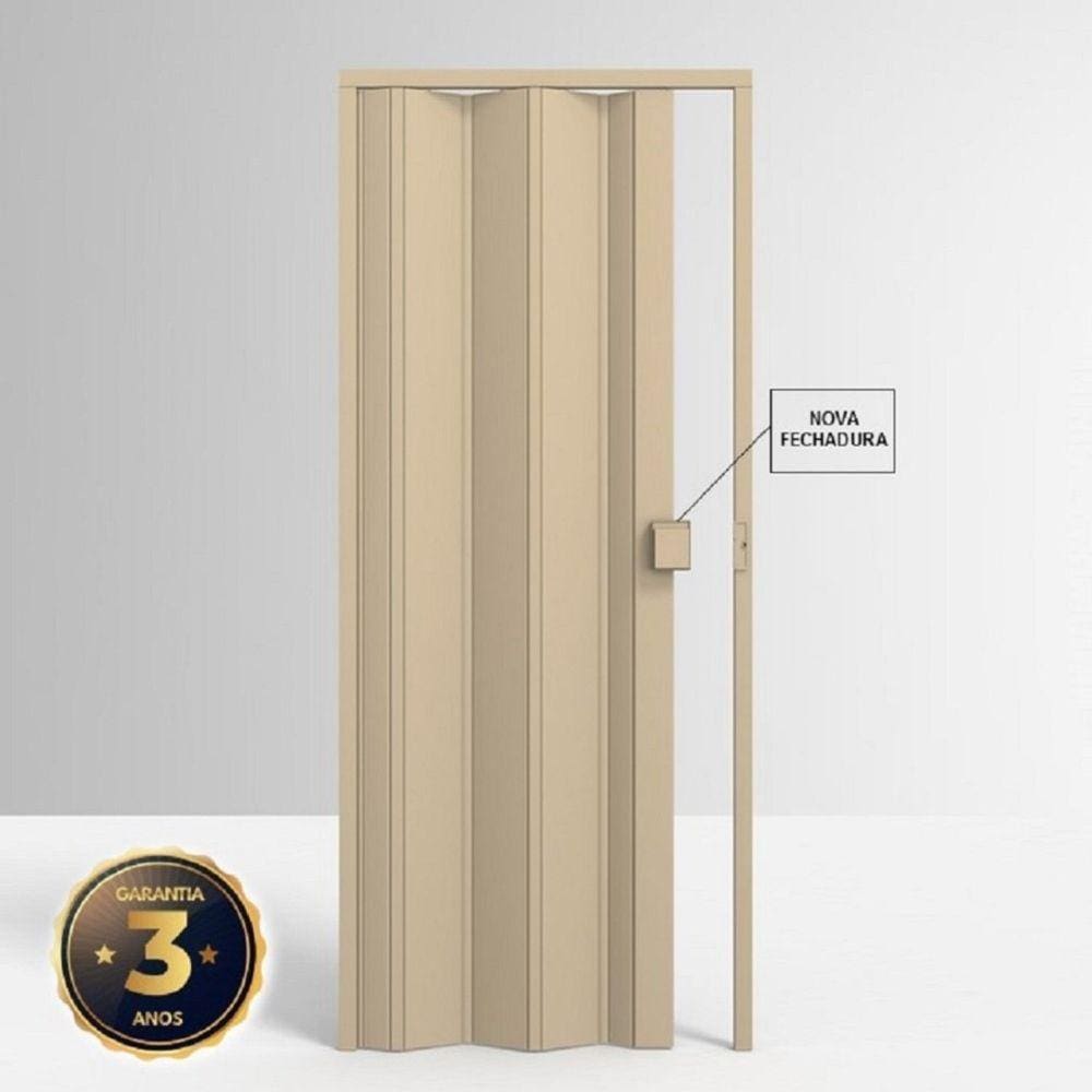 Porta de PVC Sanfonada 210x85cm Permatti Bege Liso Bege Liso