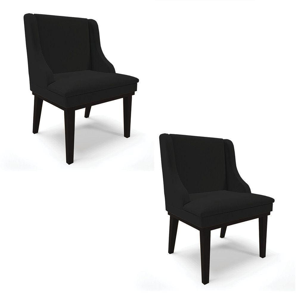 Cadeira De Jantar Liz Preto A79 Base Madeira Preto