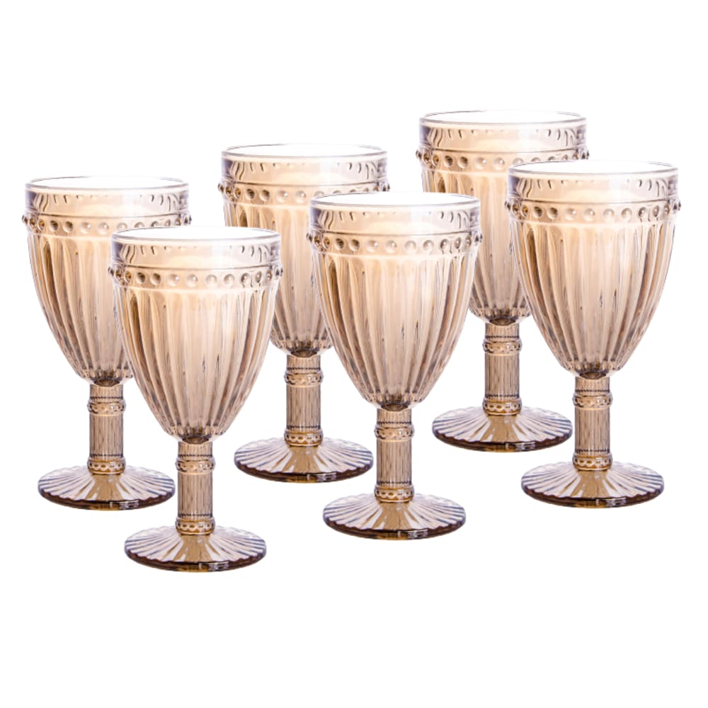 Cj 6 Taças de Vidro Para Água Empire Âmbar Metalizado 325ml Lyor