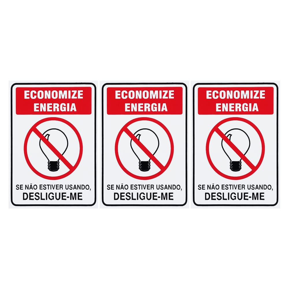 Combo 3 Placas De Sinalização Economize Energia Se Não Estiver Usando, Desligue-me Acesso - P-31/1 F9e