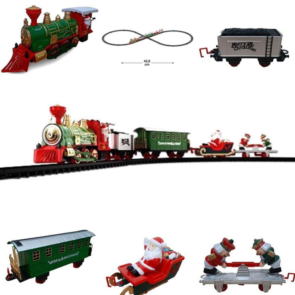 Trem Trenzinho Locomotiva De Natal Musical Movimento e Luz