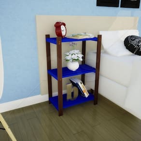 Estante Multiuso 3 Prateleiras Colors MaderSilva Imbuia/Azul