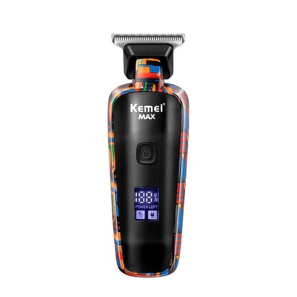 Máquina De Cortar Barba Cabelo Kemei A Bateria Visor Digital