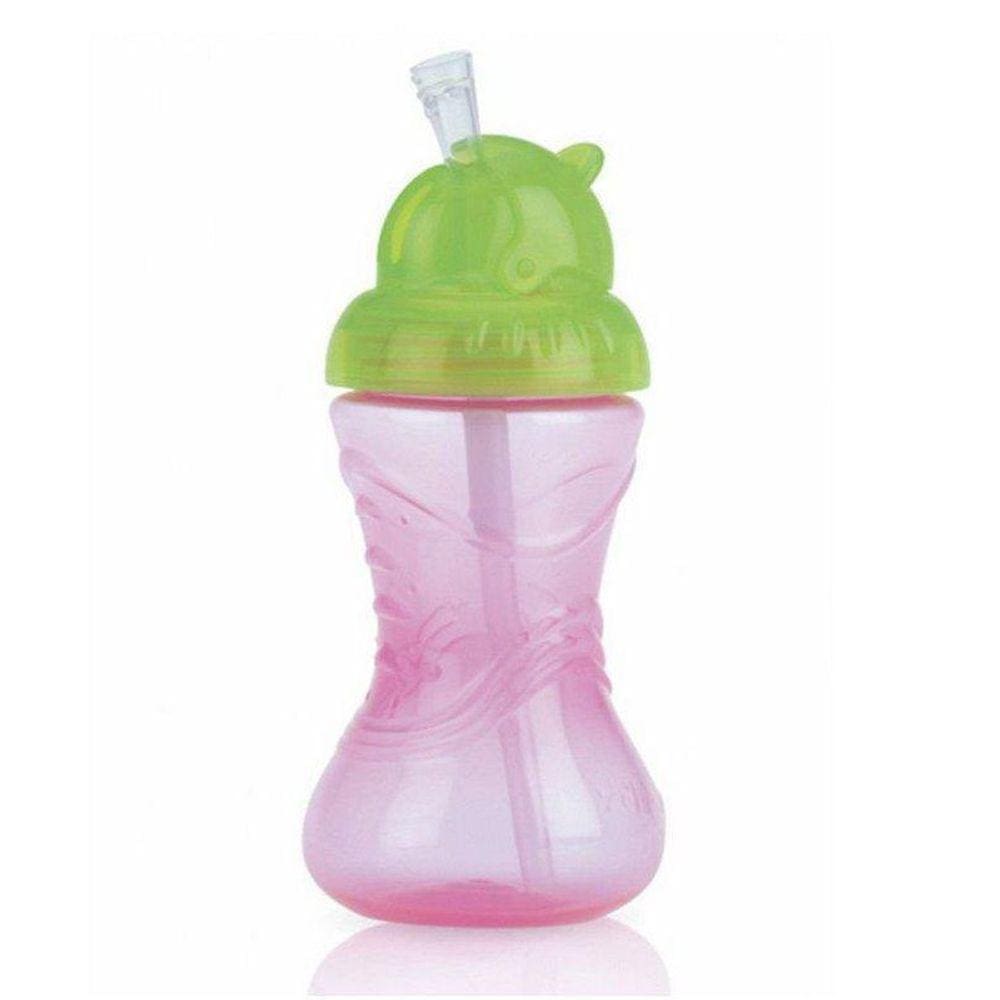 Copo Infantil Com Canudo Silicone Rosa 300Ml Nuby