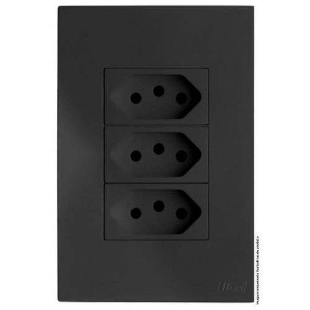 Cj Tomada Tripla 20A 4X2 - Recta Home Grafite Satin Fosco