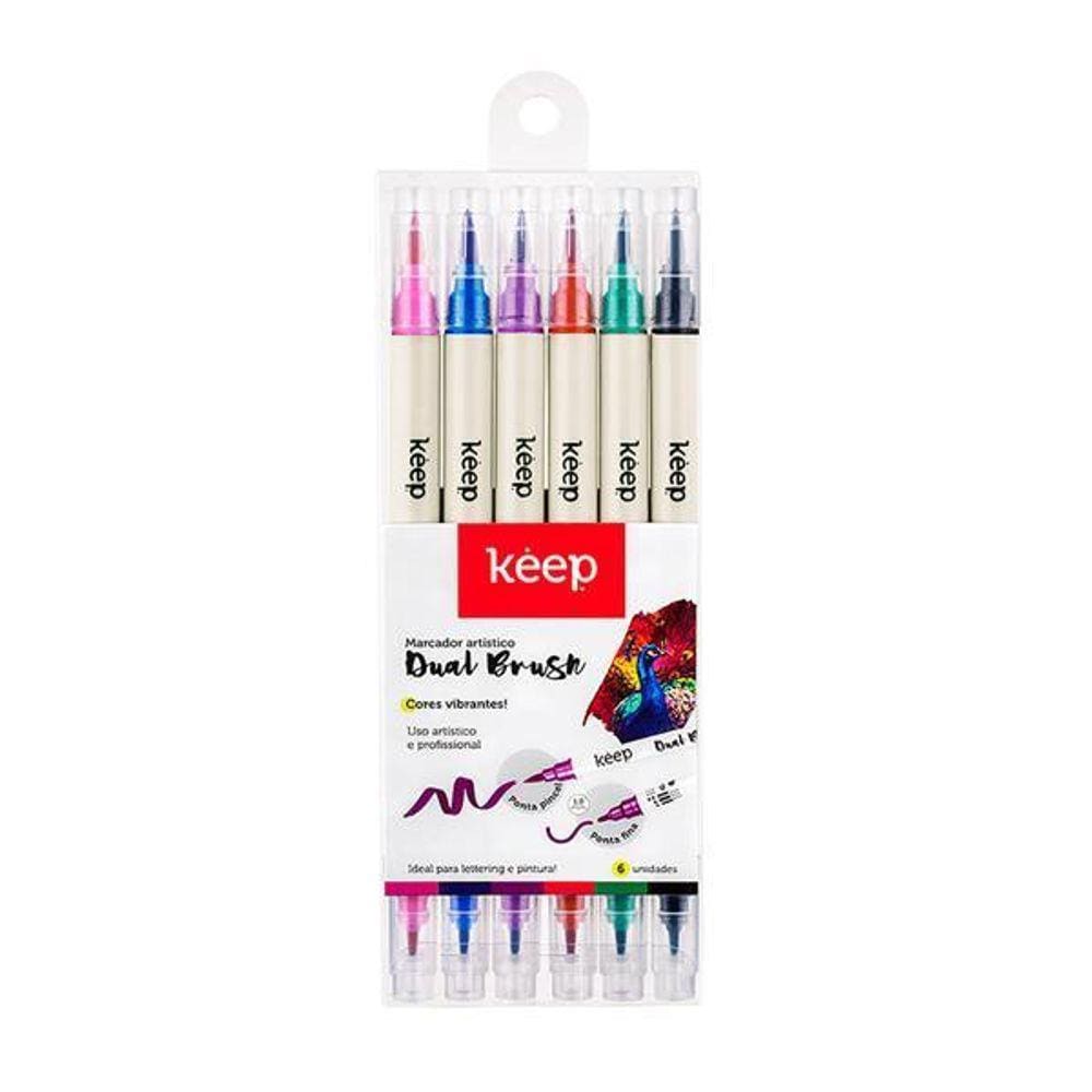 Marcador Artístico Dual Brush Com 5 Cores Keep - Mr058