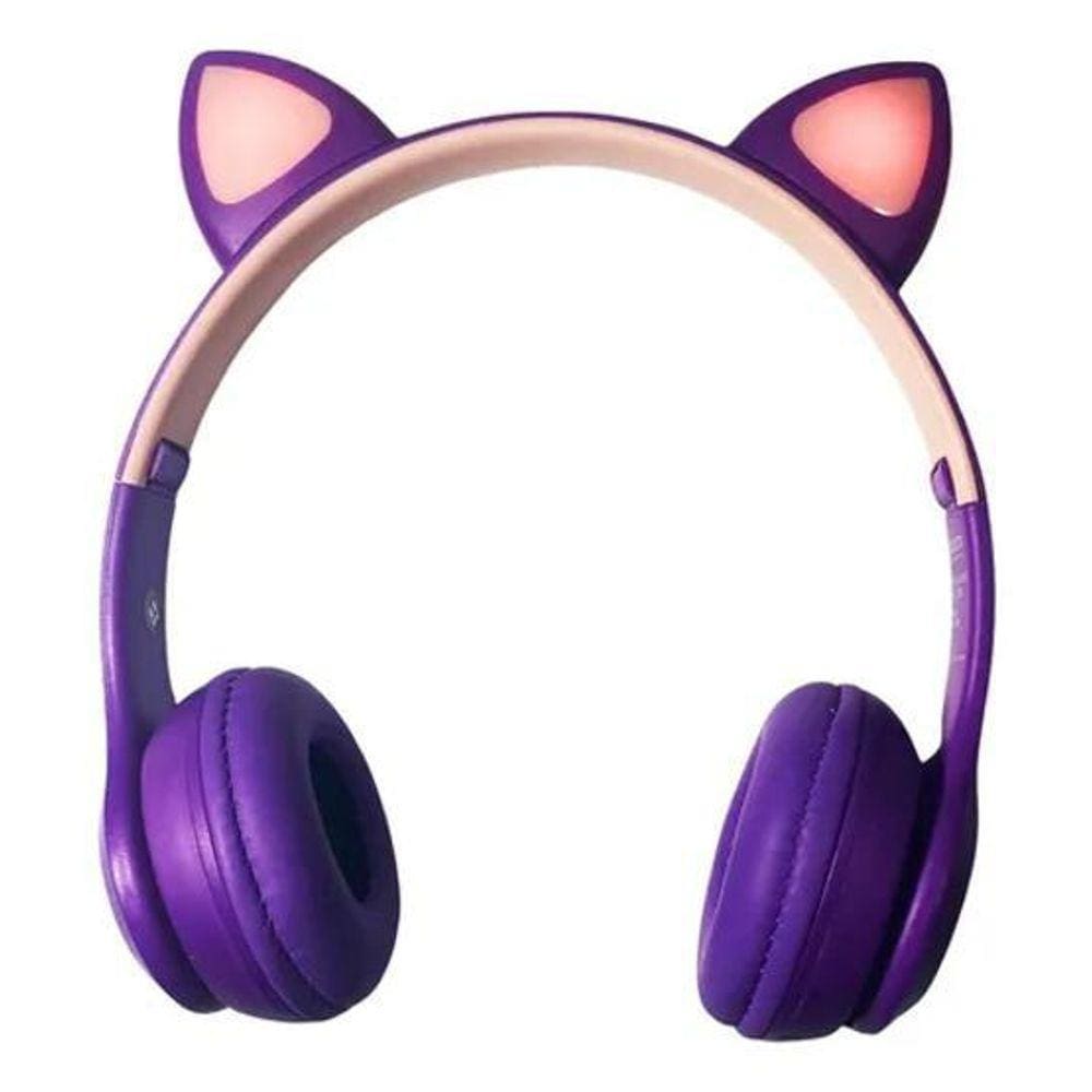 Headphone Gatinho Orelha De Gato Com Led Fone De Ouvido