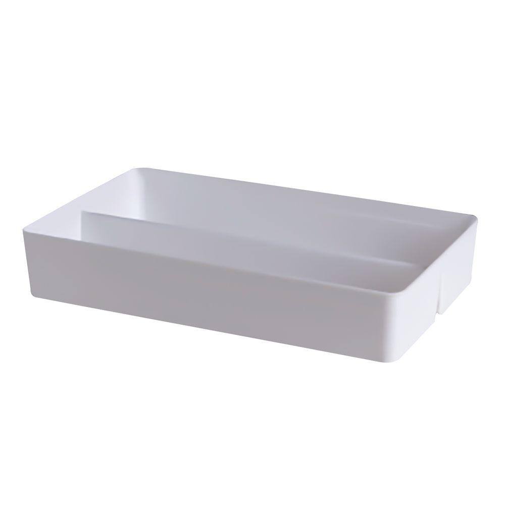 Organizador Multiuso De Plástico Branco Com Divisórias 40x25x7cm