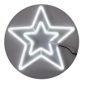 Estrela Neon Grande 60 Cm 8 Funções Natal 110v Branco Frio