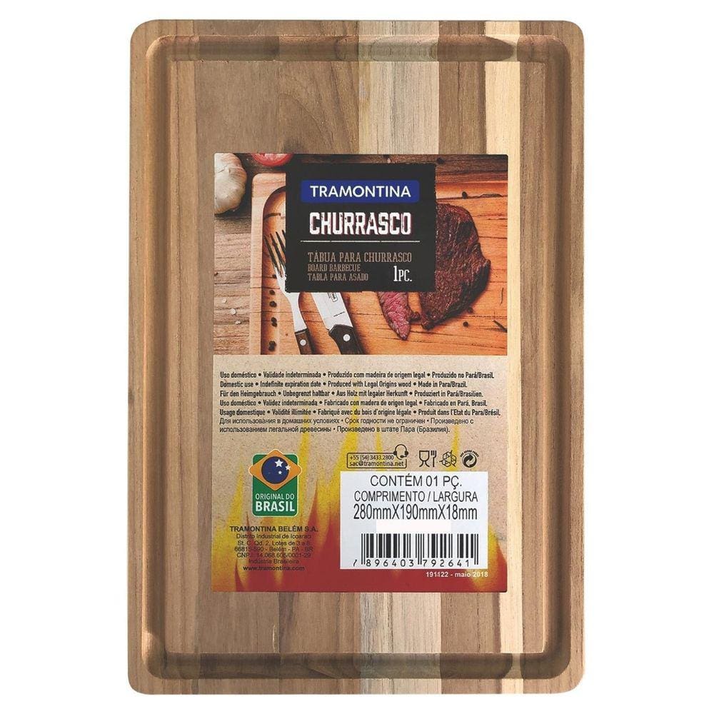 Tábua Retangular para Churrasco 40x27 cm em Madeira Tramontina