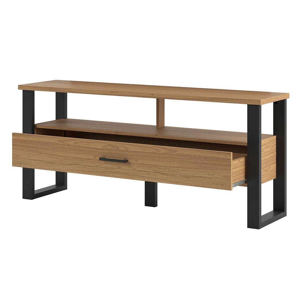 Rack Industrial 140cm com 1 Gaveta Freijo Preto Fosco Pradel