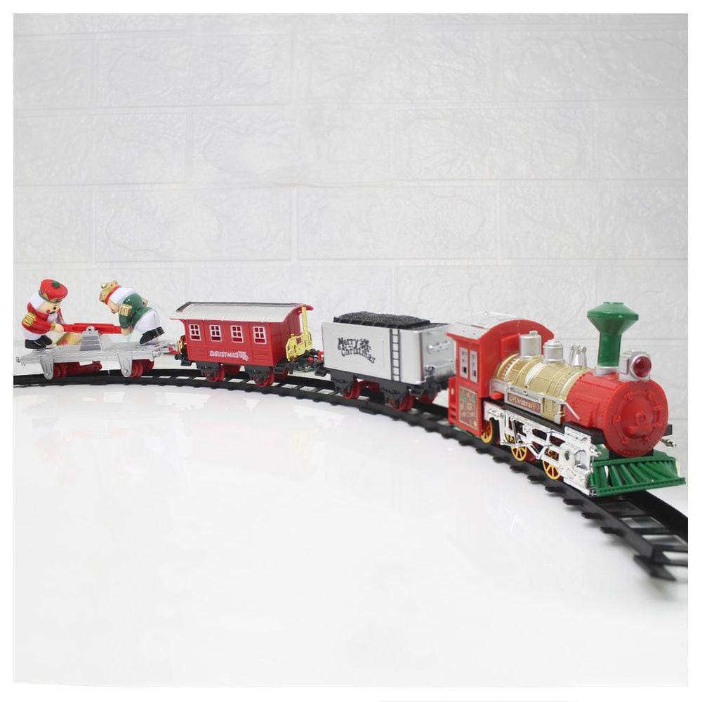 Trem Locomotiva Decorativa Natal Papai Noel Musical Com Led