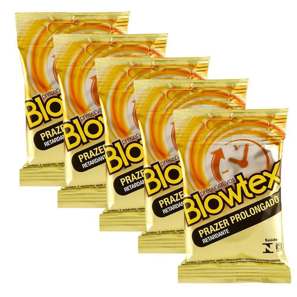 Kit 5 Pacotes Preservativo Blowtex Retardante C/ 3 Unidades Cada