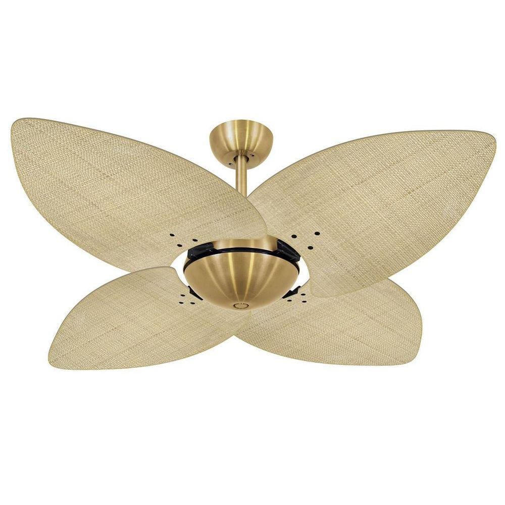 Ventilador de Teto Office Dourado 4Pás Rattan Natural 110V