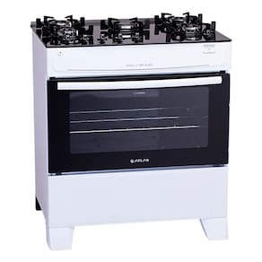Fogão 5 Bocas a Gás Atlas Mônaco Top Glass Mesa de Vidro e Acendimento Automático Branco Bivolt
