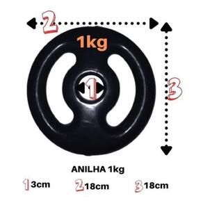 Kit 4 X Anilhas De 1Kg Emborrachada Super Premium Preta
