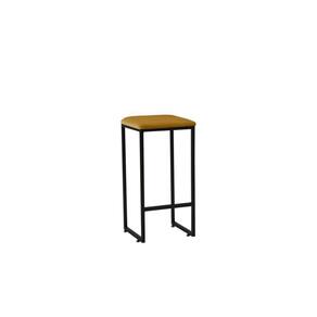 Banqueta Alta Decorativa Donna Em Suede Armação Preto