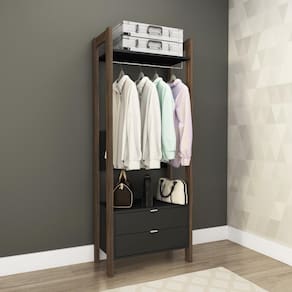 Armário Closet Com 2 Gavetas Multimóveis Cr35001 Preto/Nogal