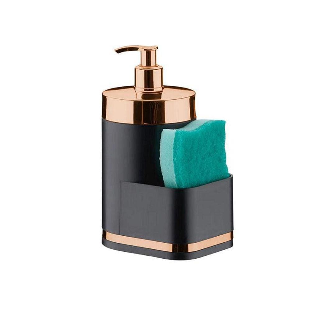 Porta Detergente E Bucha Preto Com Rose Luxo Future