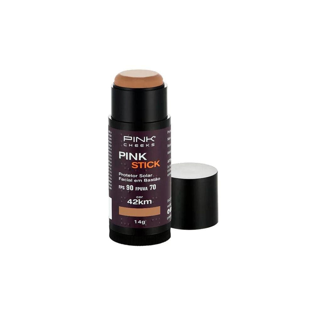 Protetor Solar Facial Pink Stick 14g com cor FPS90 FPUVA70 42Km