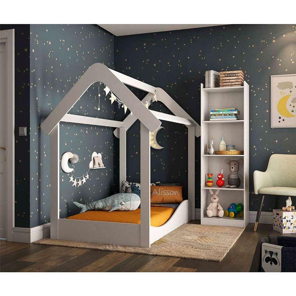 conjunto de minicama com estante uli branco